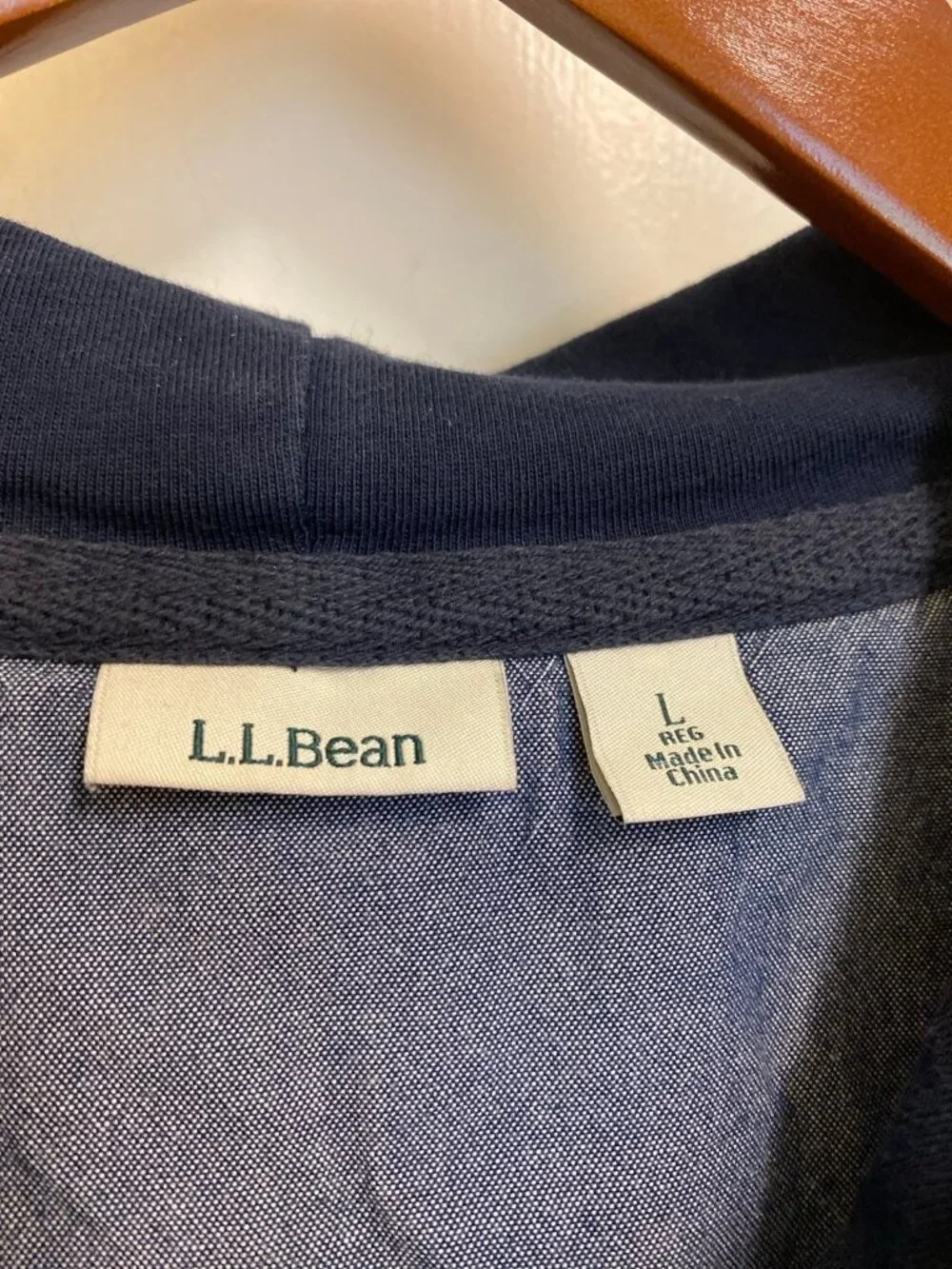 L.L.Bean 100% Cotton 1/4 Button Henley Hoodie Rugby Shirt Size Large Regular - Picture 3 of 12